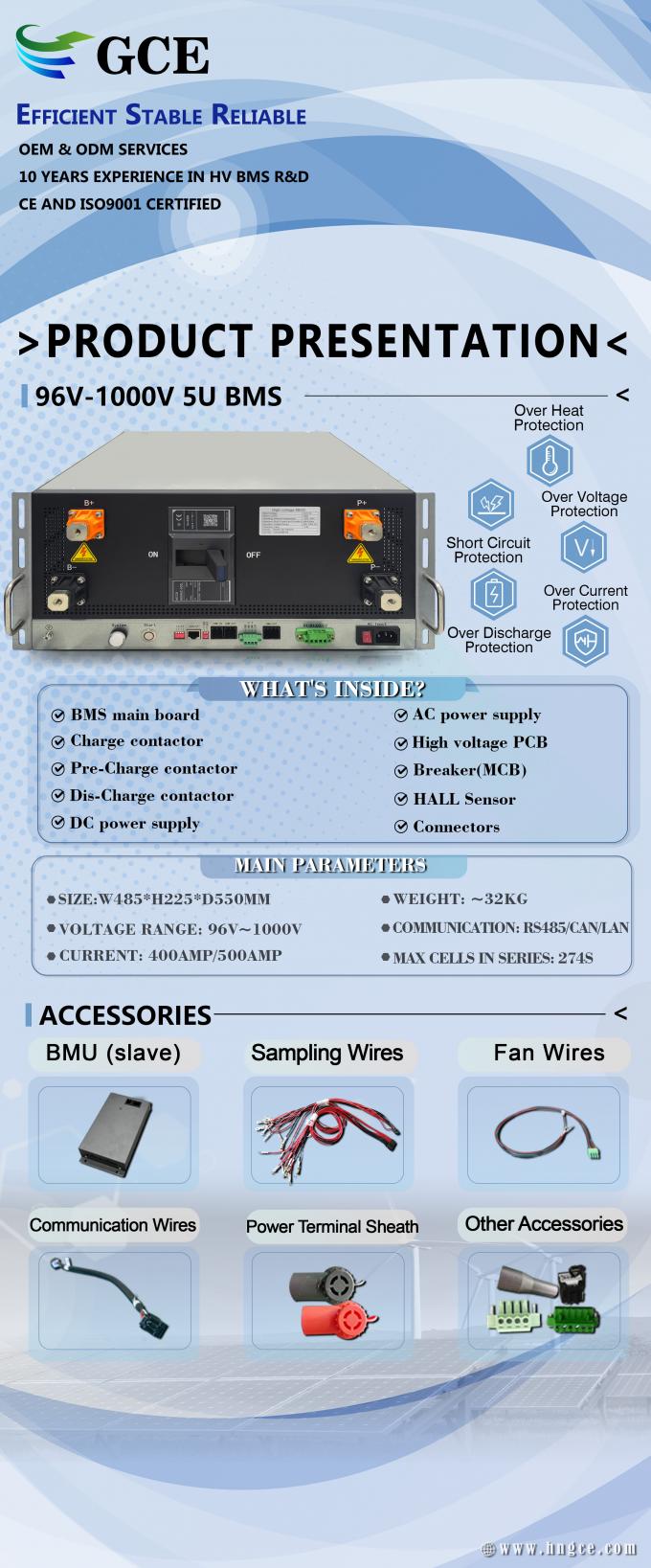 BMS แรงดันสูง 512V สำหรับแบตเตอรี่ LiFePO4 พร้อม 3A Active Balance