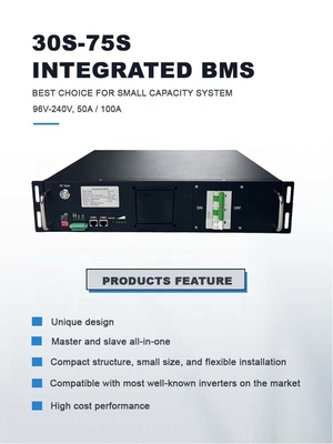 BMS ความดันสูง 75S 240V 50A BMS อินเทรเกรตพร้อมกับฟังก์ชั่นปานกลางสําหรับแบตเตอรี่ลิธีอุปกรณ์แก้ไขพลังงานสําหรับ BESS