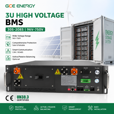 ระบบจัดการแบตเตอรี่แรงดันสูง GCE Master Slave HV BMS 120S 144S 160S 192S 120V-750V 125A สำหรับระบบกักเก็บพลังงานแสงอาทิตย์ ESS BESS